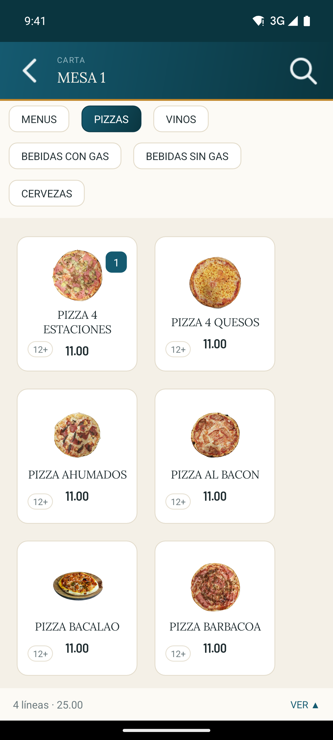 Iscomanda: carta por categorías con fotos y precios